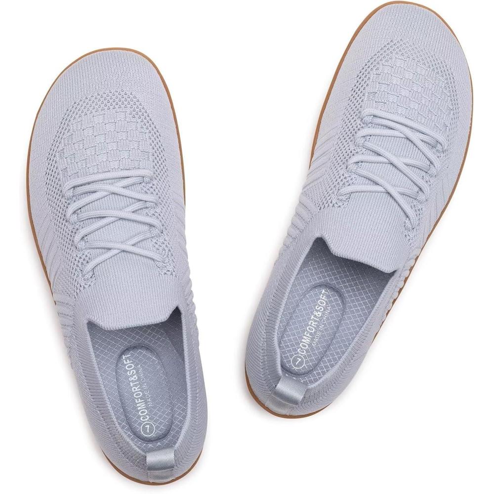 imageFrank Mully Womens Walking Shoes Wide Toe Box Barefoot Shoes Knitted Fashion Sneaker with Arch Support6087grey