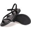 Frank Mully Women’s Flat Sandals Summer Open Toe Slingback Shoes Cute Sandals for Women Daily Ankle Strap Adjustable Sandals(2001black)