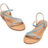 Frank Mully Women’s Flat Sandals Summer Open Toe Slingback Shoes Cute Sandals for Women Daily Ankle Strap Adjustable Sandals(2001blue)