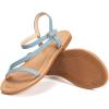 Frank Mully Women’s Flat Sandals Summer Open Toe Slingback Shoes Cute Sandals for Women Daily Ankle Strap Adjustable Sandals(2001blue)