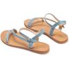 Frank Mully Women’s Flat Sandals Summer Open Toe Slingback Shoes Cute Sandals for Women Daily Ankle Strap Adjustable Sandals(2001blue)
