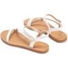 Frank Mully Women’s Flat Sandals Summer Open Toe Slingback Shoes Cute Sandals for Women Daily Ankle Strap Adjustable Sandals(2001white)