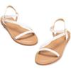 Frank Mully Women’s Flat Sandals Summer Open Toe Slingback Shoes Cute Sandals for Women Daily Ankle Strap Adjustable Sandals(2001white)