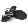 Frank Mully Womens Slide Sandals Open Toe Rhinestone Straps Slip On Beach Slide Casual Dressy Flats Sandal for Women Summer(2002black)