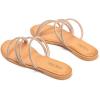 Frank Mully Womens Slide Sandals Open Toe Rhinestone Straps Slip On Beach Slide Casual Dressy Flats Sandal for Women Summer(2002champagne)