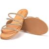 Frank Mully Womens Slide Sandals Open Toe Rhinestone Straps Slip On Beach Slide Casual Dressy Flats Sandal for Women Summer(2002champagne)