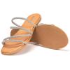 Frank Mully Womens Slide Sandals Open Toe Rhinestone Straps Slip On Beach Slide Casual Dressy Flats Sandal for Women Summer(2002silver)