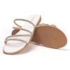 Frank Mully Womens Slide Sandals Open Toe Rhinestone Straps Slip On Beach Slide Casual Dressy Flats Sandal for Women Summer(2002white)