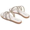 Frank Mully Womens Slide Sandals Open Toe Rhinestone Straps Slip On Beach Slide Casual Dressy Flats Sandal for Women Summer(2002white)