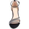 Frank Mully Women’s Sparkly Low Kitten Heel Open Toe Sandals Ankle Strap Glitter Bridal Wedding Dress Pump Shoes(Black)