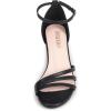 Frank Mully Women’s Sparkly Low Kitten Heel Open Toe Sandals Ankle Strap Glitter Bridal Wedding Dress Pump Shoes(Black(pu))