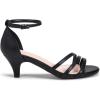Frank Mully Women’s Sparkly Low Kitten Heel Open Toe Sandals Ankle Strap Glitter Bridal Wedding Dress Pump Shoes(Black(pu))