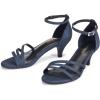 Frank Mully Women’s Sparkly Low Kitten Heel Open Toe Sandals Ankle Strap Glitter Bridal Wedding Dress Pump Shoes(Blue(jin))