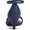Frank Mully Women’s Sparkly Low Kitten Heel Open Toe Sandals Ankle Strap Glitter Bridal Wedding Dress Pump Shoes(Blue(jin))