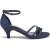 Frank Mully Women’s Sparkly Low Kitten Heel Open Toe Sandals Ankle Strap Glitter Bridal Wedding Dress Pump Shoes(Blue(jin))