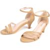 Frank Mully Women’s Sparkly Low Kitten Heel Open Toe Sandals Ankle Strap Glitter Bridal Wedding Dress Pump Shoes(Nude(pu))