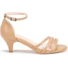 Frank Mully Women’s Sparkly Low Kitten Heel Open Toe Sandals Ankle Strap Glitter Bridal Wedding Dress Pump Shoes(Nude(pu))