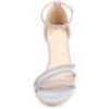Frank Mully Women’s Sparkly Low Kitten Heel Open Toe Sandals Ankle Strap Glitter Bridal Wedding Dress Pump Shoes(Silver)