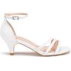 Frank Mully Women’s Sparkly Low Kitten Heel Open Toe Sandals Ankle Strap Glitter Bridal Wedding Dress Pump Shoes(White(pu)