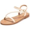 imageFrank Mully Womens Flat Sandals Summer Open Toe Slingback Shoes Cute Sandals for Women Daily Ankle Strap Adjustable Sandals2001beige