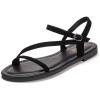 imageFrank Mully Womens Flat Sandals Summer Open Toe Slingback Shoes Cute Sandals for Women Daily Ankle Strap Adjustable Sandals2001black