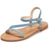Frank Mully Women’s Flat Sandals Summer Open Toe Slingback Shoes Cute Sandals for Women Daily Ankle Strap Adjustable Sandals(2001blue)