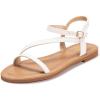 imageFrank Mully Womens Flat Sandals Summer Open Toe Slingback Shoes Cute Sandals for Women Daily Ankle Strap Adjustable Sandals2001white