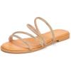 Frank Mully Womens Slide Sandals Open Toe Rhinestone Straps Slip On Beach Slide Casual Dressy Flats Sandal for Women Summer(2002champagne)