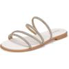 Frank Mully Womens Slide Sandals Open Toe Rhinestone Straps Slip On Beach Slide Casual Dressy Flats Sandal for Women Summer(2002white)