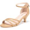 Frank Mully Women’s Sparkly Low Kitten Heel Open Toe Sandals Ankle Strap Glitter Bridal Wedding Dress Pump Shoes(Nude(pu))
