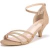 Frank Mully Women’s Sparkly Low Kitten Heel Open Toe Sandals Ankle Strap Glitter Bridal Wedding Dress Pump Shoes(Rose(jin))