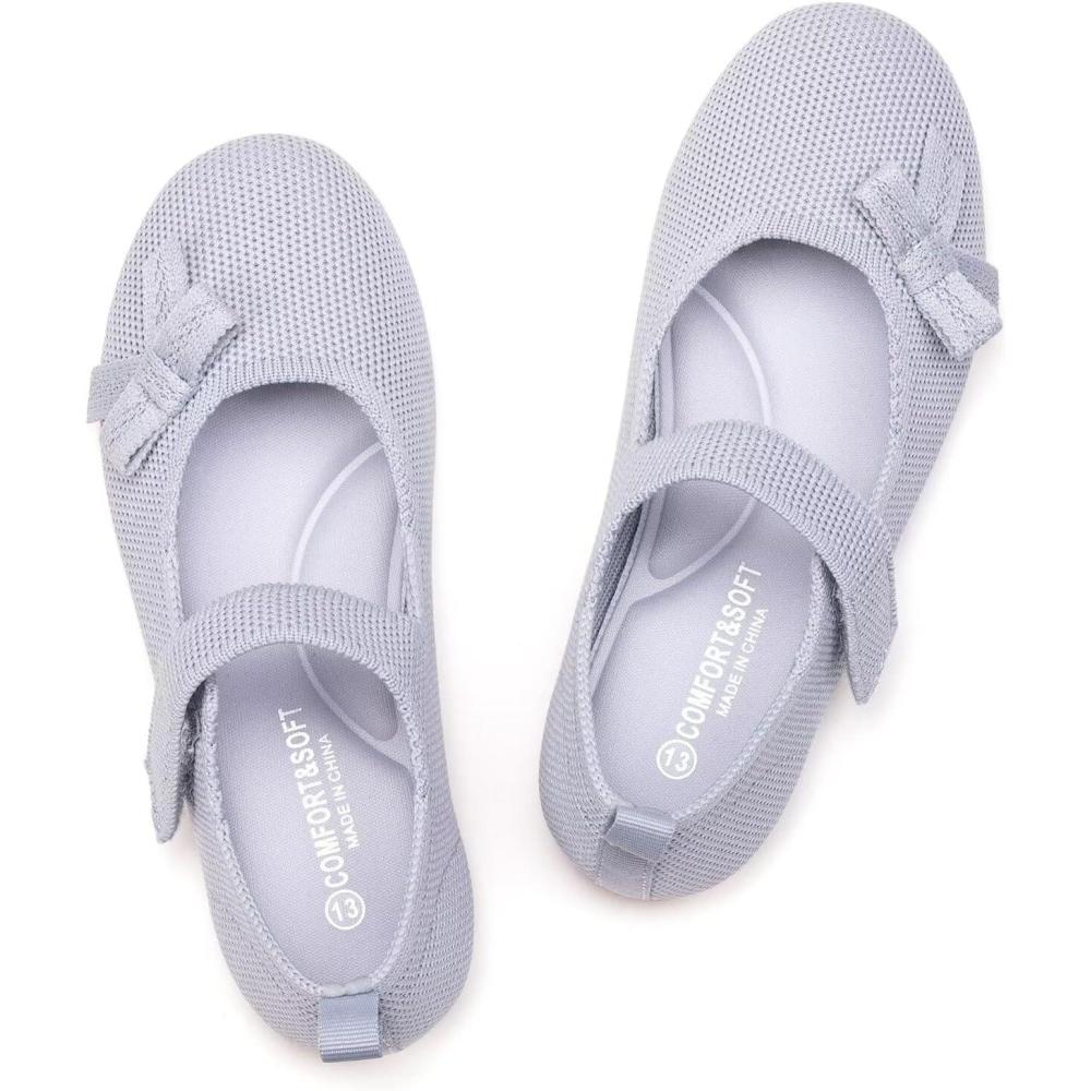 imageFrank Mully Girls Dress Shoes Mary Janes Girl Flats Slip on Ballet Flat Party School Shoes with Bow ToddlerLittle KidBig Kid7002grey