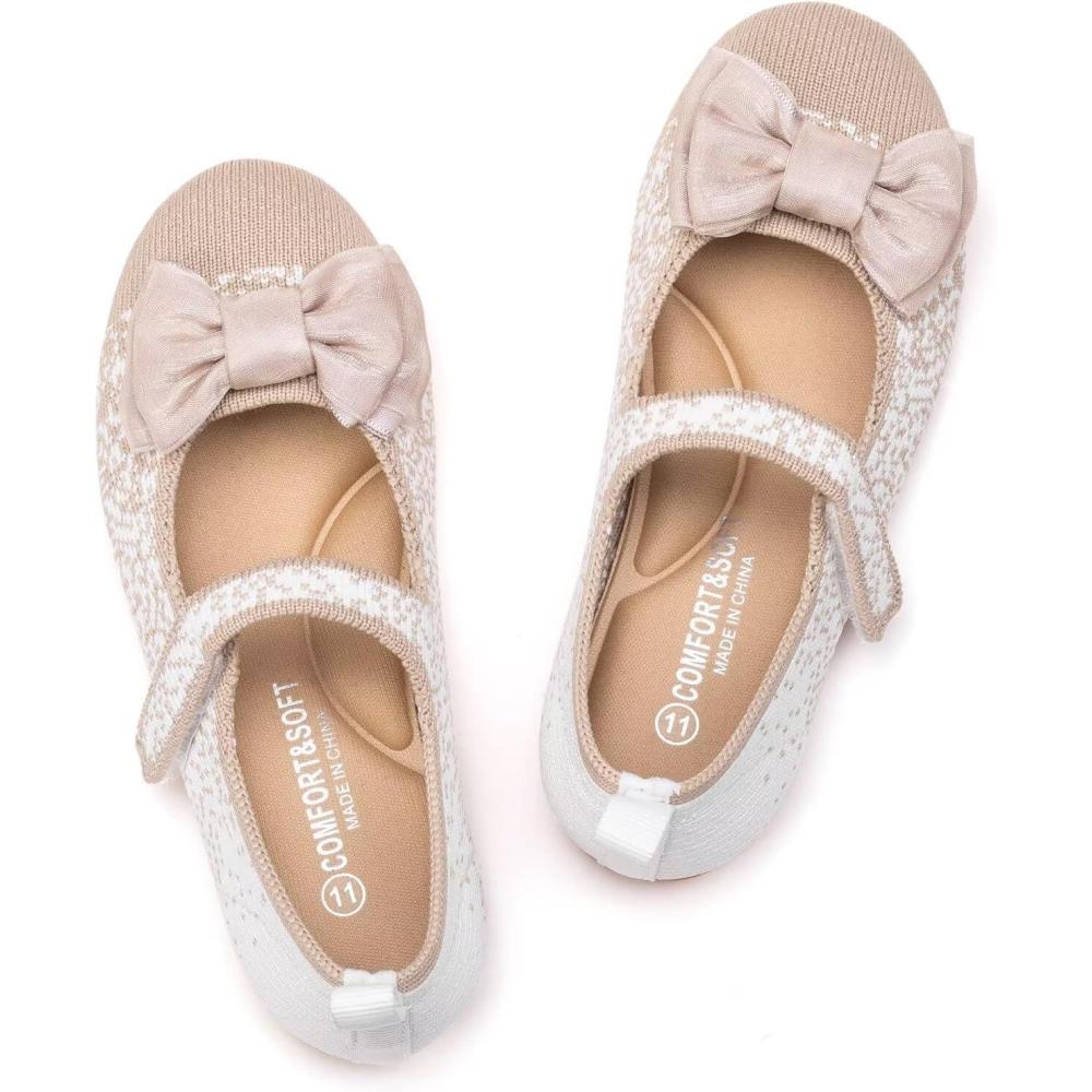 imageFrank Mully Girls Dress Shoes Mary Janes Girl Flats Slip on Ballet Flat Party School Shoes with Bow ToddlerLittle KidBig KidKhaki