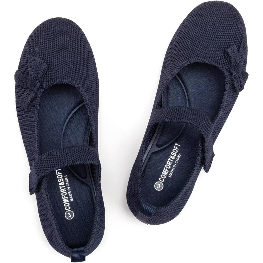 imageFrank Mully Girls Dress Shoes Mary Janes Girl Flats Slip on Ballet Flat Party School Shoes with Bow ToddlerLittle KidBig KidNavy