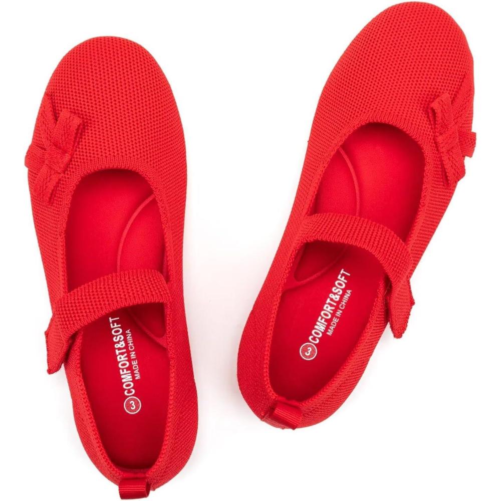 imageFrank Mully Girls Dress Shoes Mary Janes Girl Flats Slip on Ballet Flat Party School Shoes with Bow ToddlerLittle KidBig KidRed