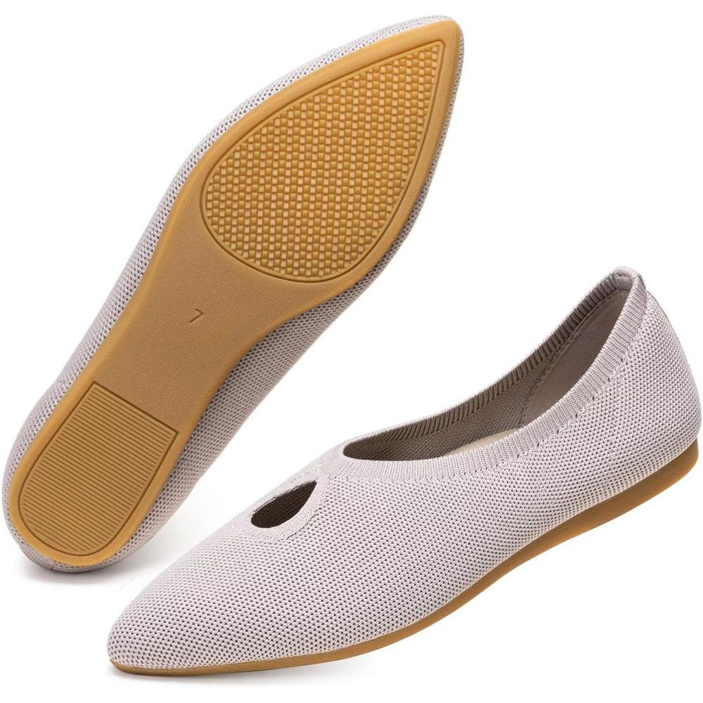 imageFrank Mully Womens Ballet Flats Teardrop Upper Pointed Toe Lightweight Flats for Women Comfortable Slip on Flats for Work Wedding Office6077beige