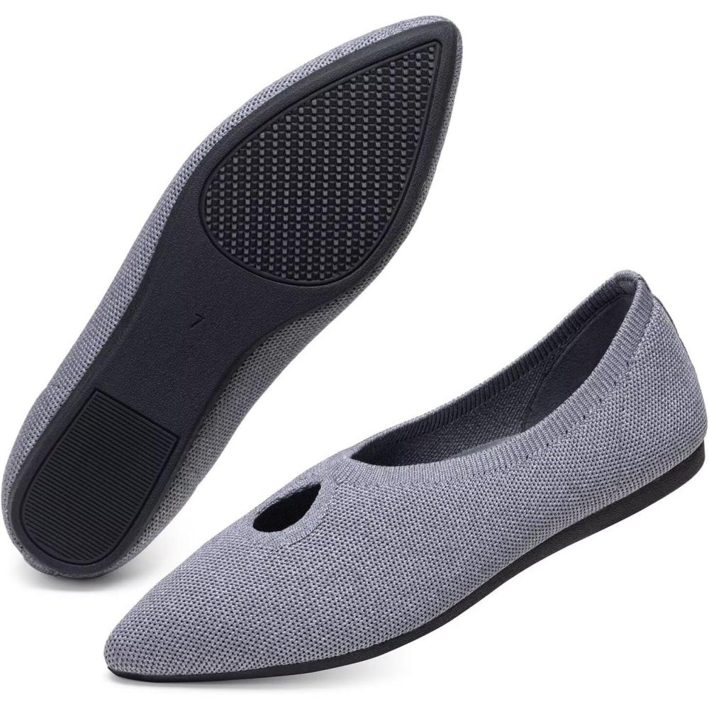 imageFrank Mully Womens Ballet Flats Teardrop Upper Pointed Toe Lightweight Flats for Women Comfortable Slip on Flats for Work Wedding Office6077grey