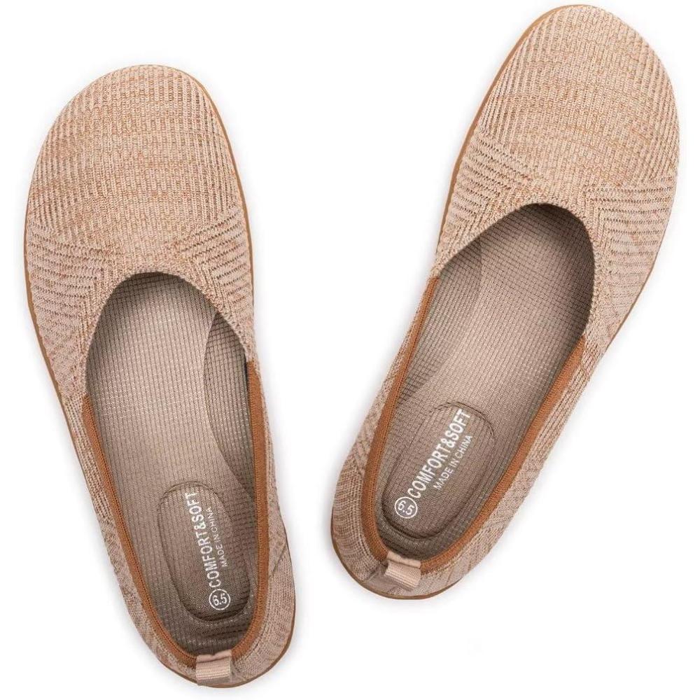 imageFrank Mully Womens Flat Shoes Wide Toe Box Knitted Flats Comfort Wide Width Walking FlatsKhaki