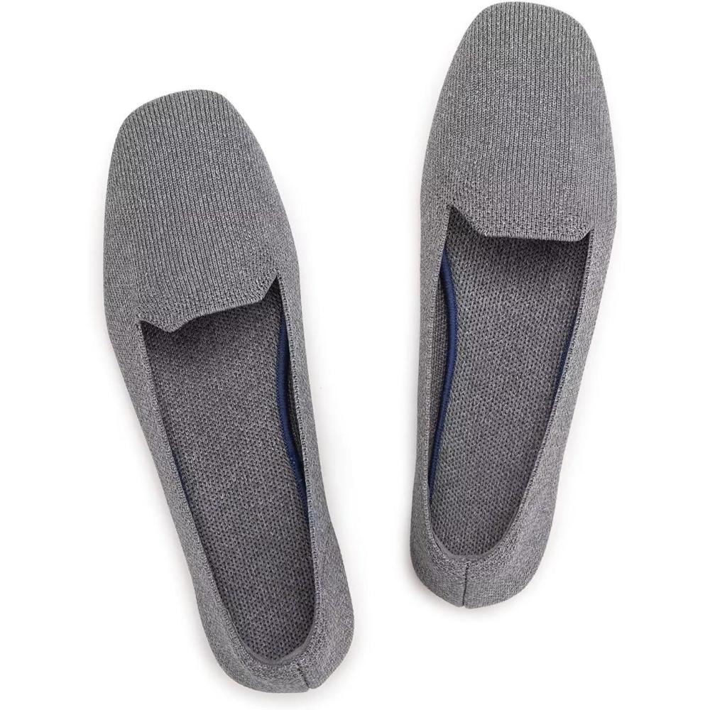 imageFrank Mully Womens Loafer Flats Square Toe Comfortable Office Work Shoes Cute Penny Loafer Slip On Walking Driving Shoes6027grey