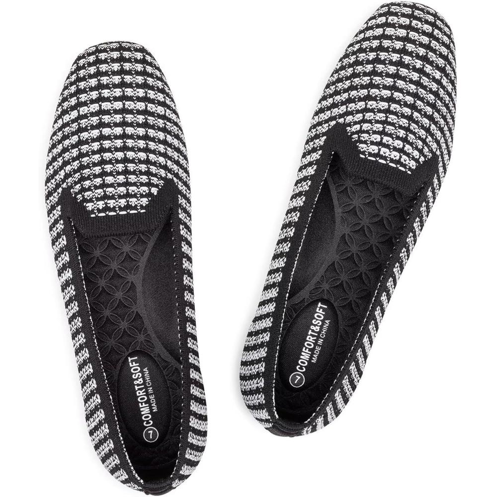 imageFrank Mully Womens Loafer Flats Square Toe Comfortable Office Work Shoes Cute Penny Loafer Slip On Walking Driving ShoesBlack White Grid