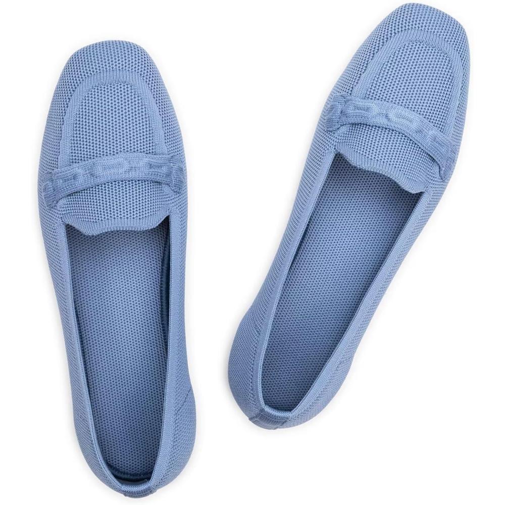 imageFrank Mully Womens Loafer Flats Square Toe Comfortable Office Work Shoes Cute Penny Loafer Slip On Walking Driving ShoesBlue