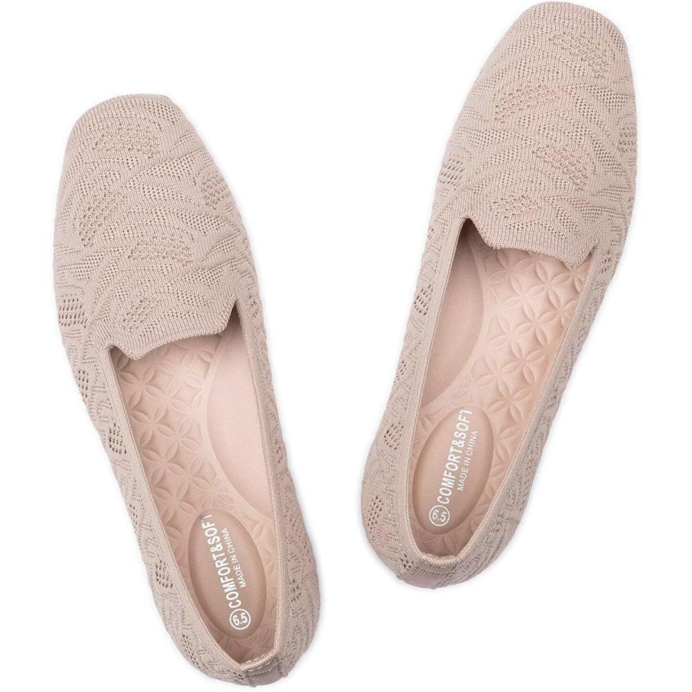 imageFrank Mully Womens Loafer Flats Square Toe Comfortable Office Work Shoes Cute Penny Loafer Slip On Walking Driving ShoesEcru Pattern