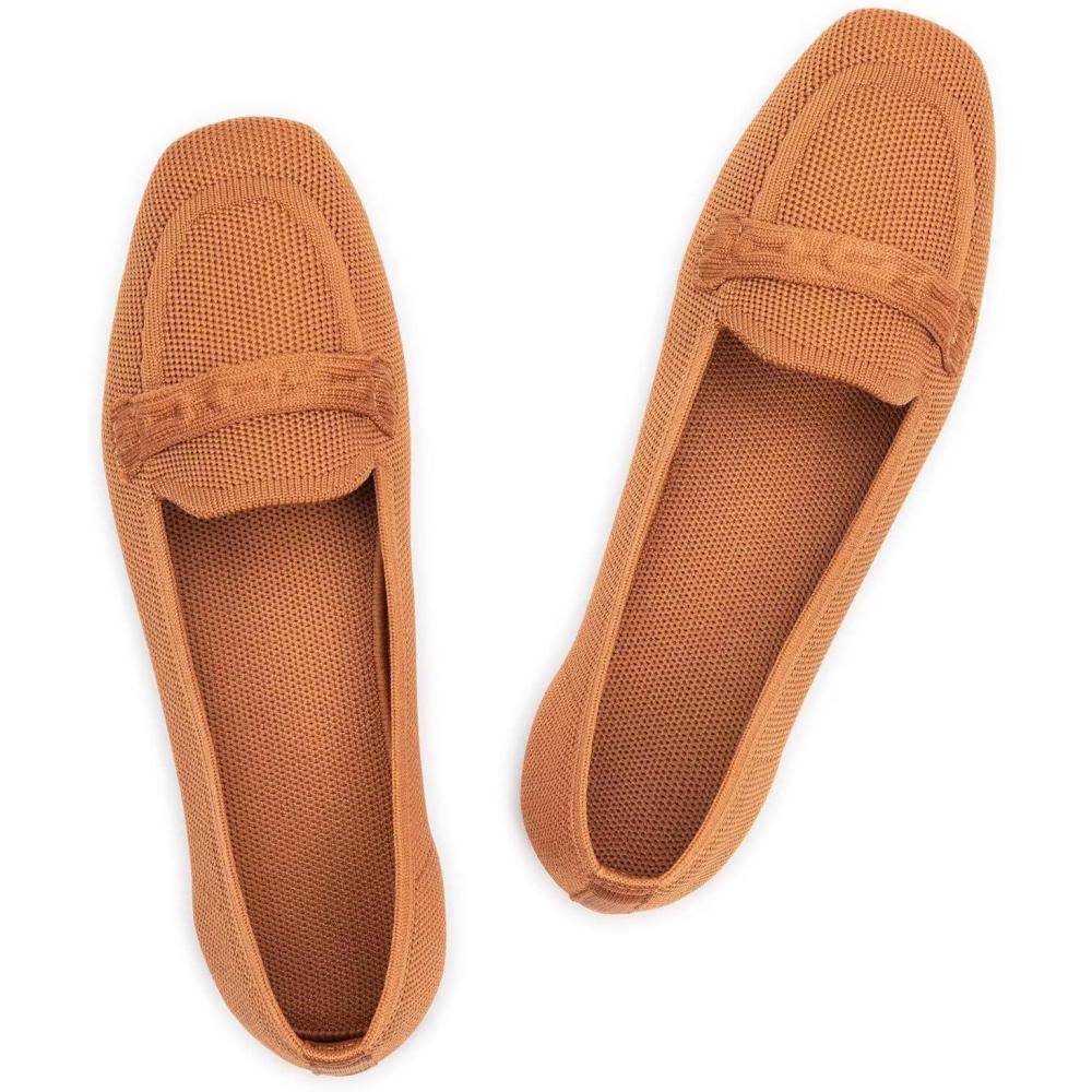 imageFrank Mully Womens Loafer Flats Square Toe Comfortable Office Work Shoes Cute Penny Loafer Slip On Walking Driving ShoesFawn