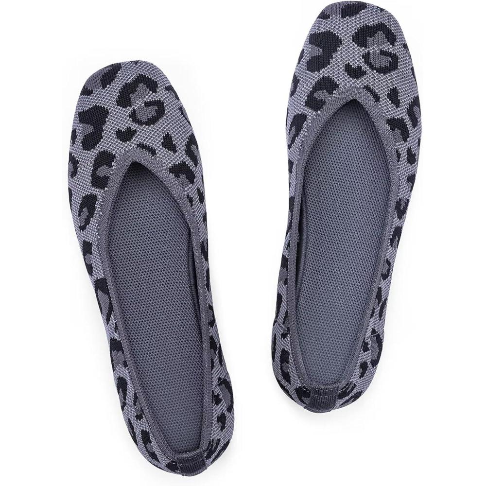 imageFrank Mully Womens Loafer Flats Square Toe Comfortable Office Work Shoes Cute Penny Loafer Slip On Walking Driving ShoesGrey Leopard
