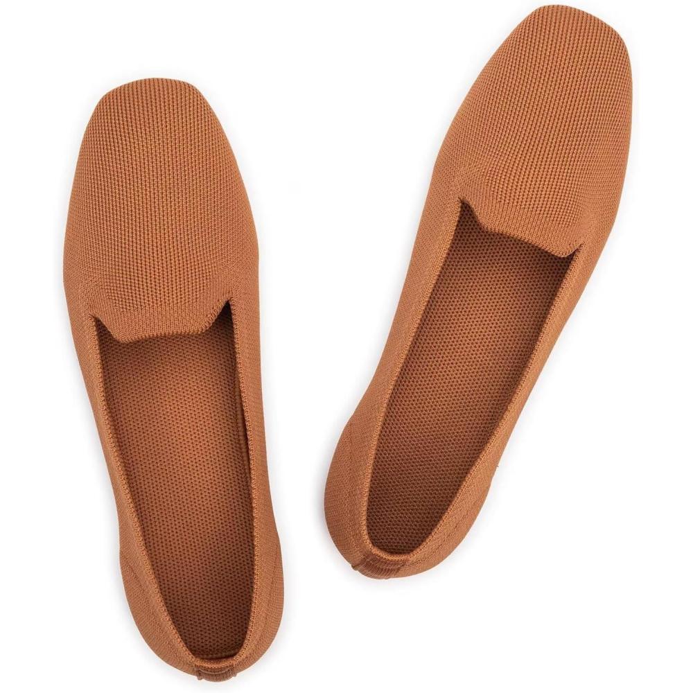 imageFrank Mully Womens Loafer Flats Square Toe Comfortable Office Work Shoes Cute Penny Loafer Slip On Walking Driving ShoesOrange
