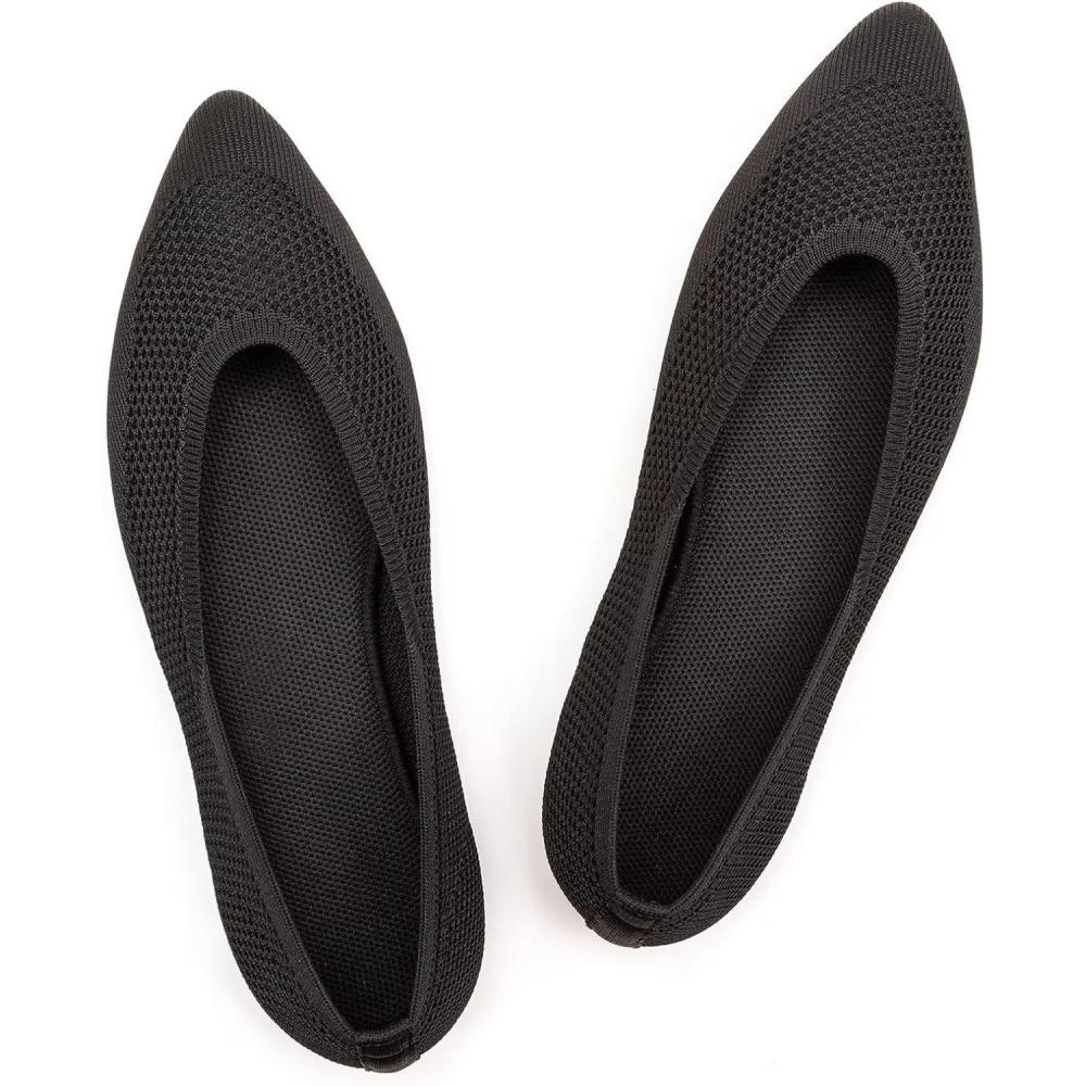 imageFrank Mully Womens Pointed Toe Flats Knit Dress Shoes Comfort Women Shoes Slip On Shoes for Woman Classic Softable Shoes Low Wedge6039 Black