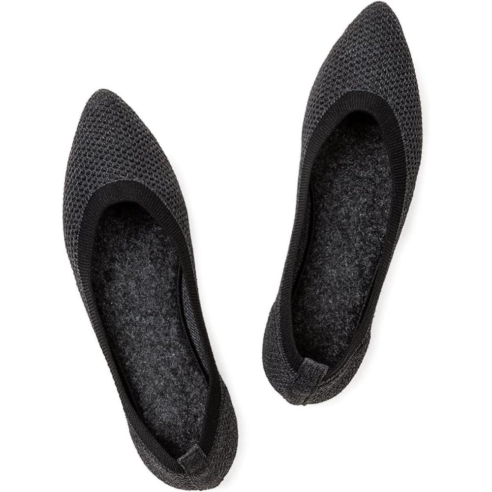 imageFrank Mully Womens Pointed Toe Flats Knit Dress Shoes Comfort Women Shoes Slip On Shoes for Woman Classic Softable Shoes Low WedgeBlackTextile
