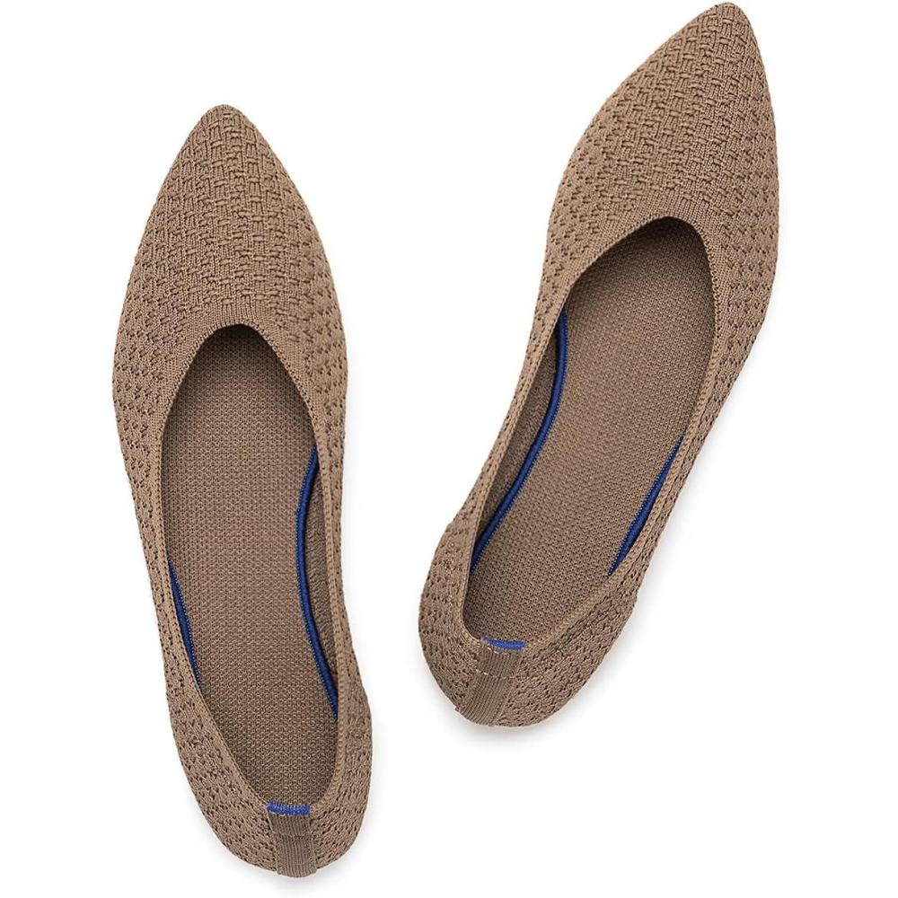 imageFrank Mully Womens Pointed Toe Flats Knit Dress Shoes Comfort Women Shoes Slip On Shoes for Woman Classic Softable Shoes Low WedgeBronze