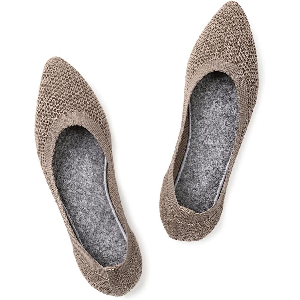imageFrank Mully Womens Pointed Toe Flats Knit Dress Shoes Comfort Women Shoes Slip On Shoes for Woman Classic Softable Shoes Low WedgeCamel