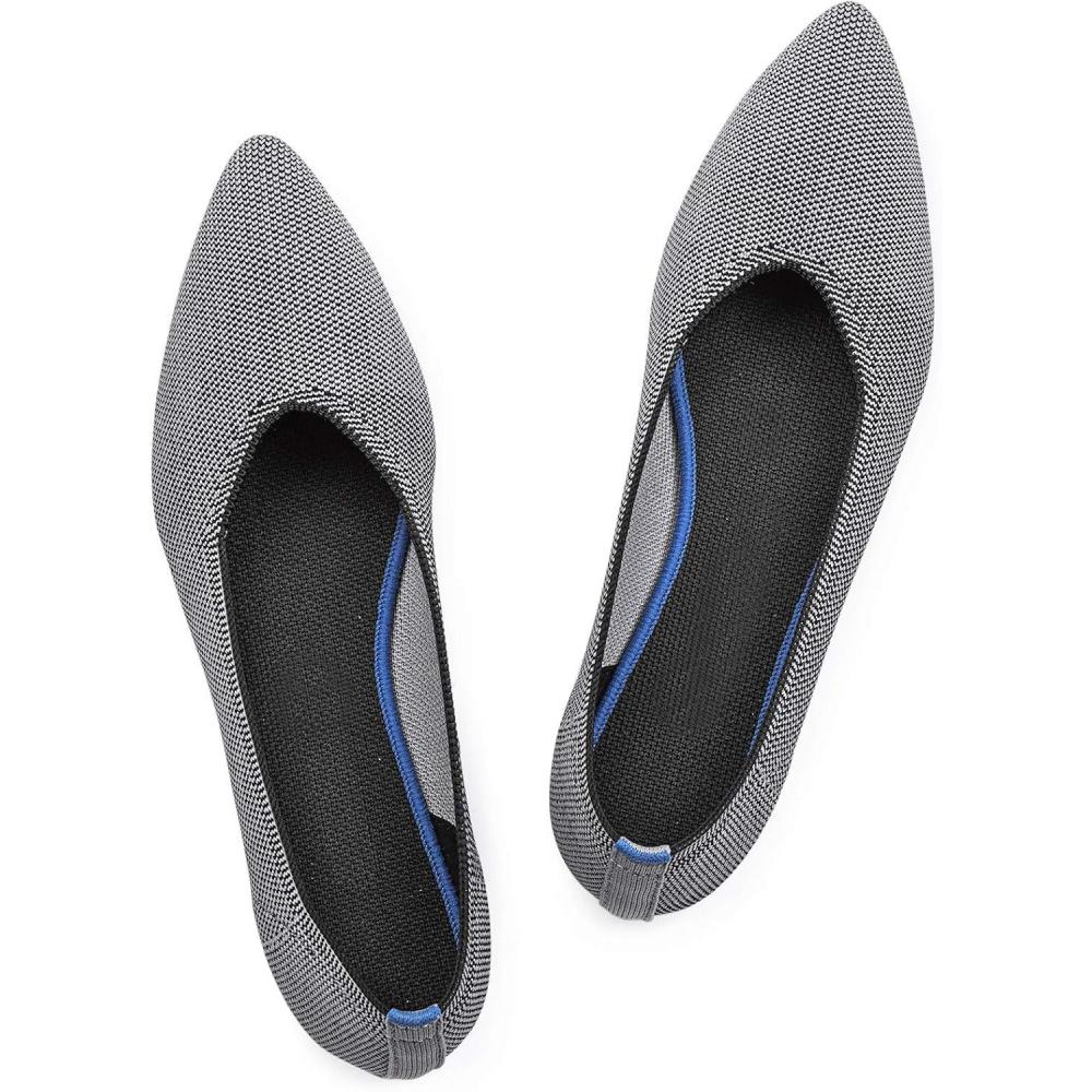 imageFrank Mully Womens Pointed Toe Flats Knit Dress Shoes Comfort Women Shoes Slip On Shoes for Woman Classic Softable Shoes Low WedgeGrey Solid